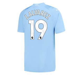 Lacne Muži Futbalové dres Manchester City Julian Alvarez #19 2023-24 Krátky Rukáv - Domáci
